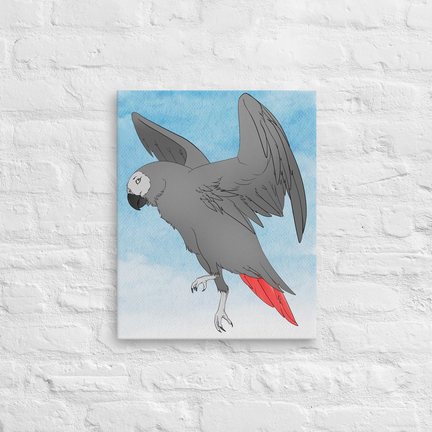 African Grey Print on Canvas